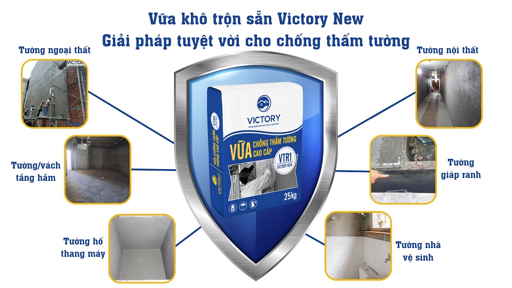 Vữa Trộn Sẵn Chống Thấm Tường Victory New